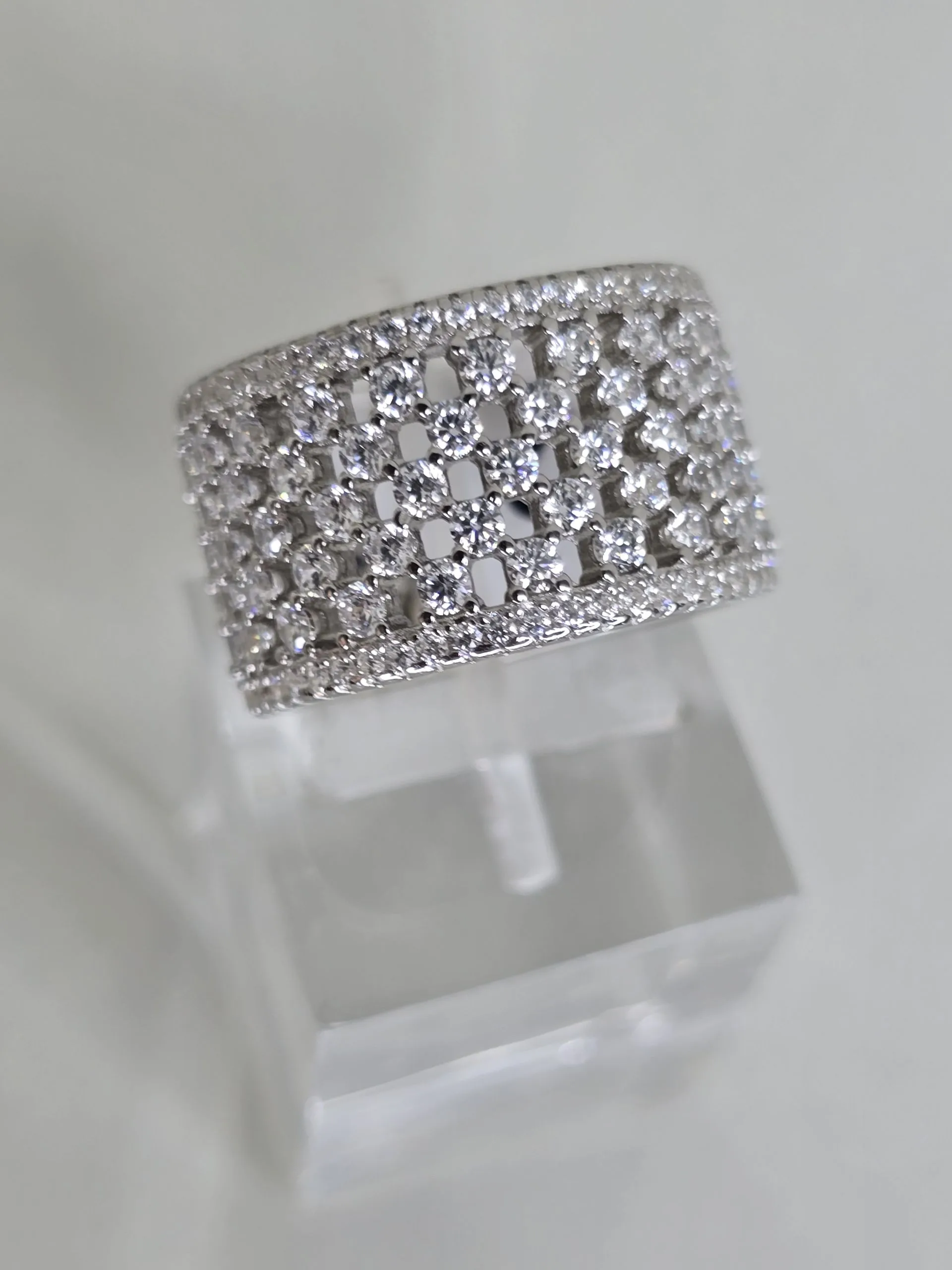 Anillo ancho calado plata rodinada