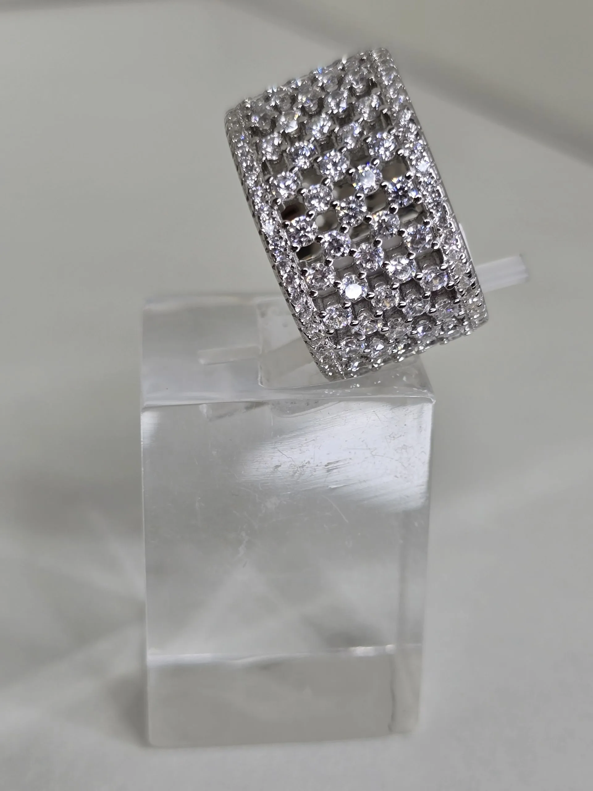 Anillo ancho calado plata rodinada