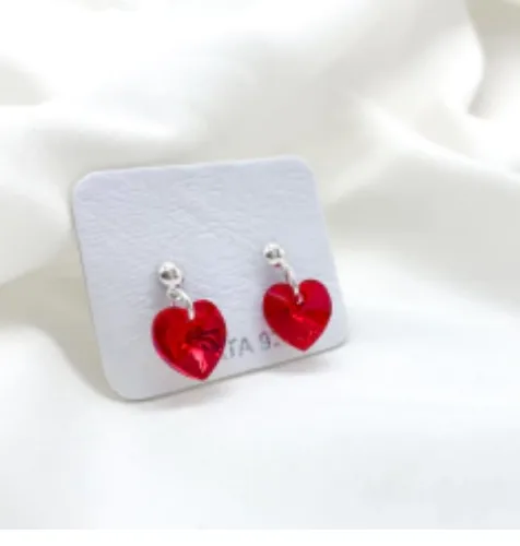 Aros Corazón 10 mm rojos