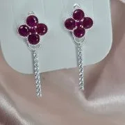 aros largos flores de tenis fuccia blanco