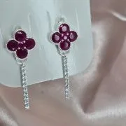 aros largos flores de tenis fuccia blanco