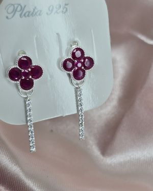 aros largos flores de tenis fuccia blanco