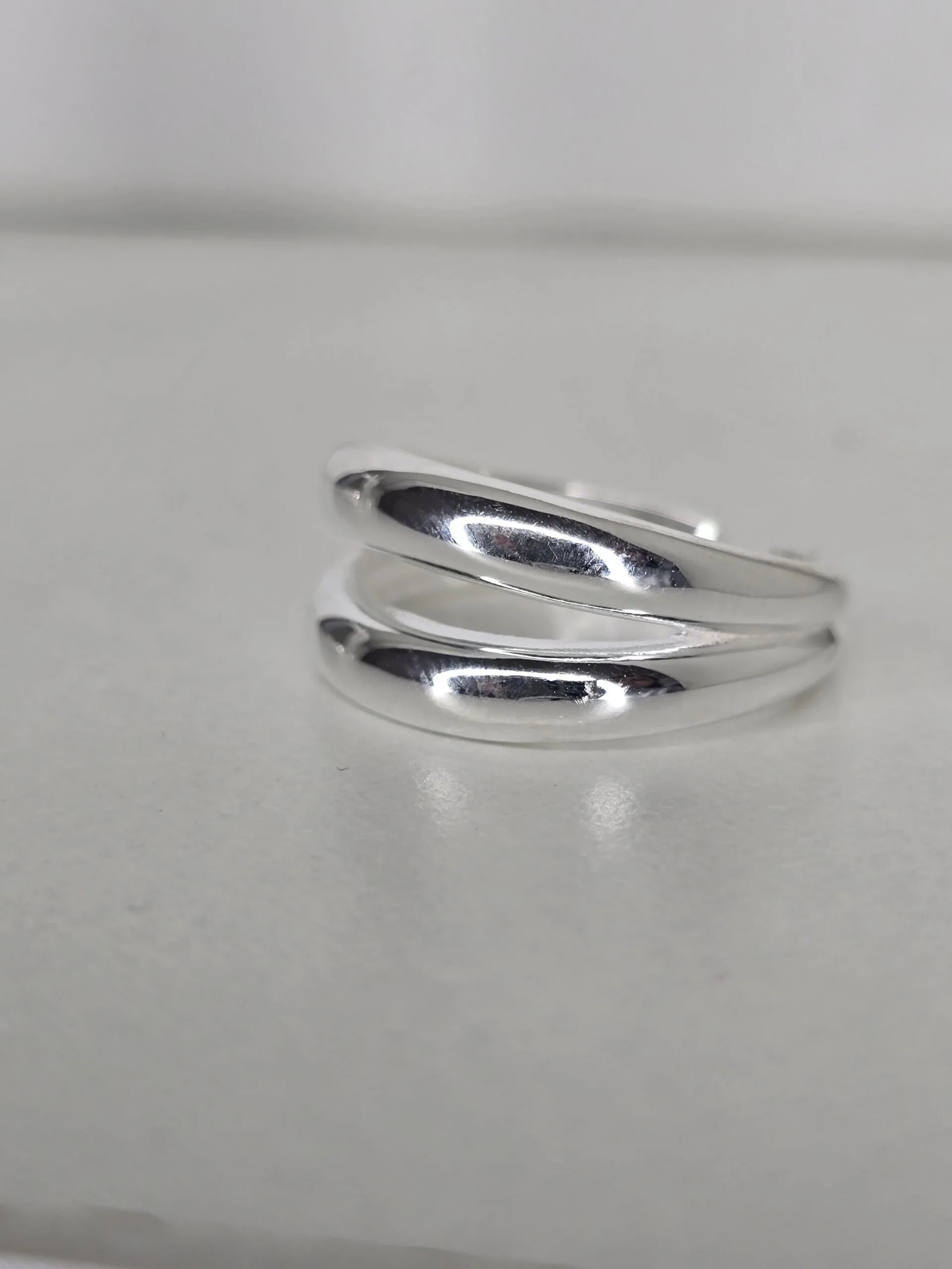 Anillo ajustable de plata lisa doble