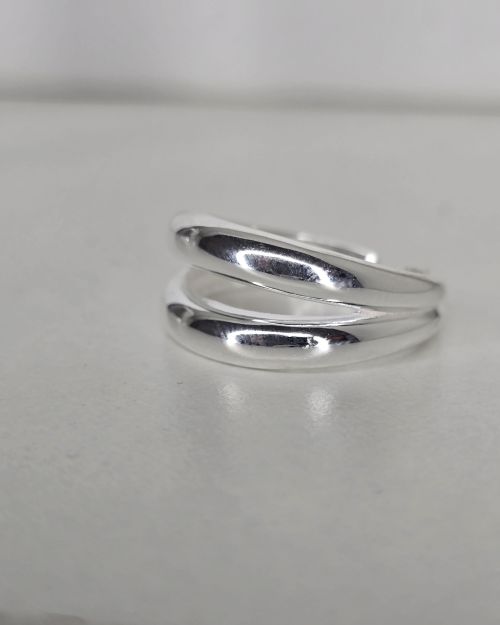 Anillo ajustable de plata lisa doble