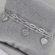Pulsera de plata doble corazones