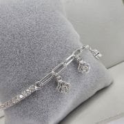 Pulsera plata conbinada con eslabon tenis forcet,flores colgantes