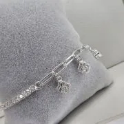 Pulsera plata conbinada con eslabon tenis forcet,flores colgantes