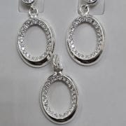 Conjunto de Plata aros más dije punto de luz circulo calado pave