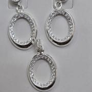 Conjunto de Plata aros más dije punto de luz circulo calado pave