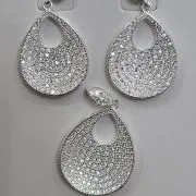 Conjunto de aros más dije de Gota con micropave y cubics PLATA