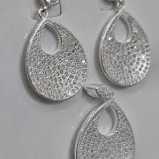 Conjunto de aros más dije de Gota con micropave y cubics PLATA