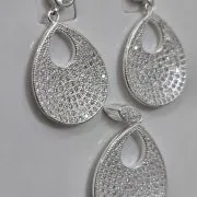 Conjunto de aros más dije de Gota con micropave y cubics PLATA
