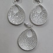 Conjunto de aros más dije de Gota con micropave y cubics PLATA