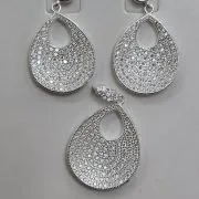 Conjunto de aros más dije de Gota con micropave y cubics PLATA