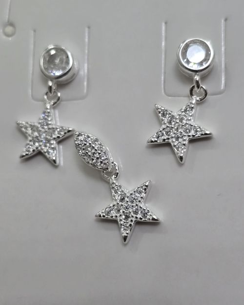 Conjunto punto luz estrellas aros más dije