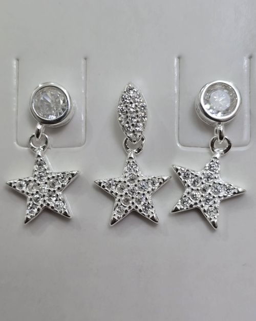 Conjunto punto luz estrellas aros más dije