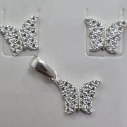 Conjunto de mariposa aros más dije Plata 925