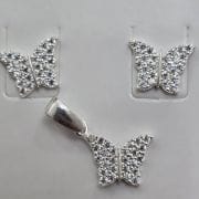 Conjunto de mariposa aros más dije Plata 925