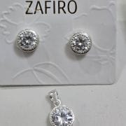 Conjunto de aros más dije PUNTO LUZ con cubics PLATA 9MM