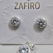 Conjunto de aros más dije PUNTO LUZ con cubics PLATA 9MM