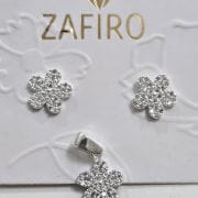 Conjunto de aros más dije FLOR con MICROcubics PLATA
