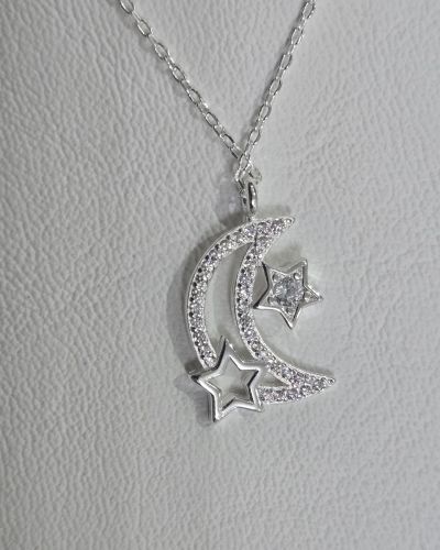 Cadena de plata con dije estrellas y luna