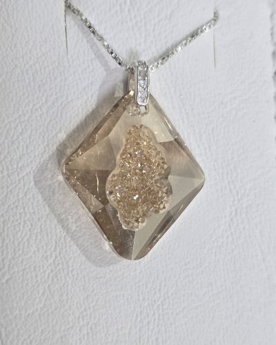 Cadena más dije cristal swarovski gold calado brillo