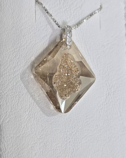 Cadena más dije cristal swarovski gold calado brillo