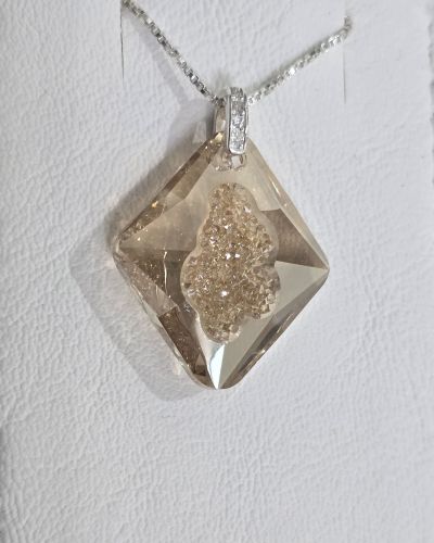 Cadena más dije cristal swarovski gold calado brillo