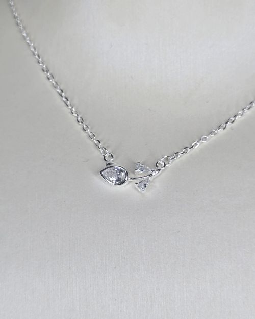Cadena de tulipan plata con cubic