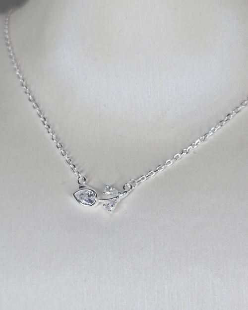 Cadena de tulipan plata con cubic