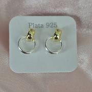Aros combinados plata y gold pasantes circular