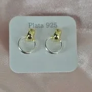 Aros combinados plata y gold pasantes circular