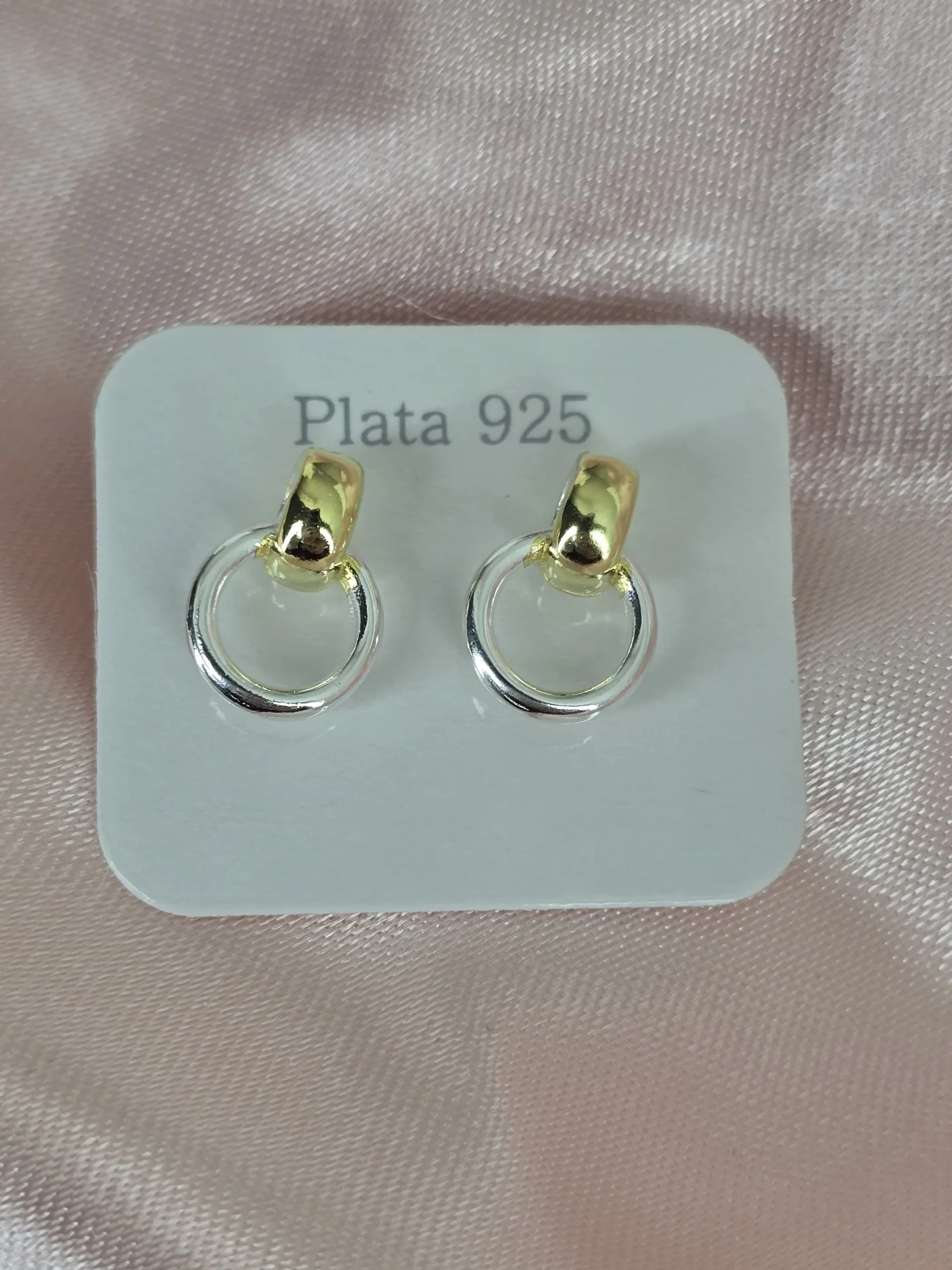 Aros combinados plata y gold pasantes circular