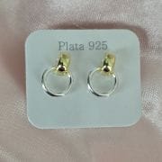 Aros combinados plata y gold pasantes circular