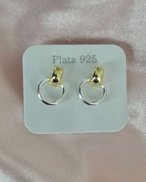 Aros combinados plata y gold pasantes circular