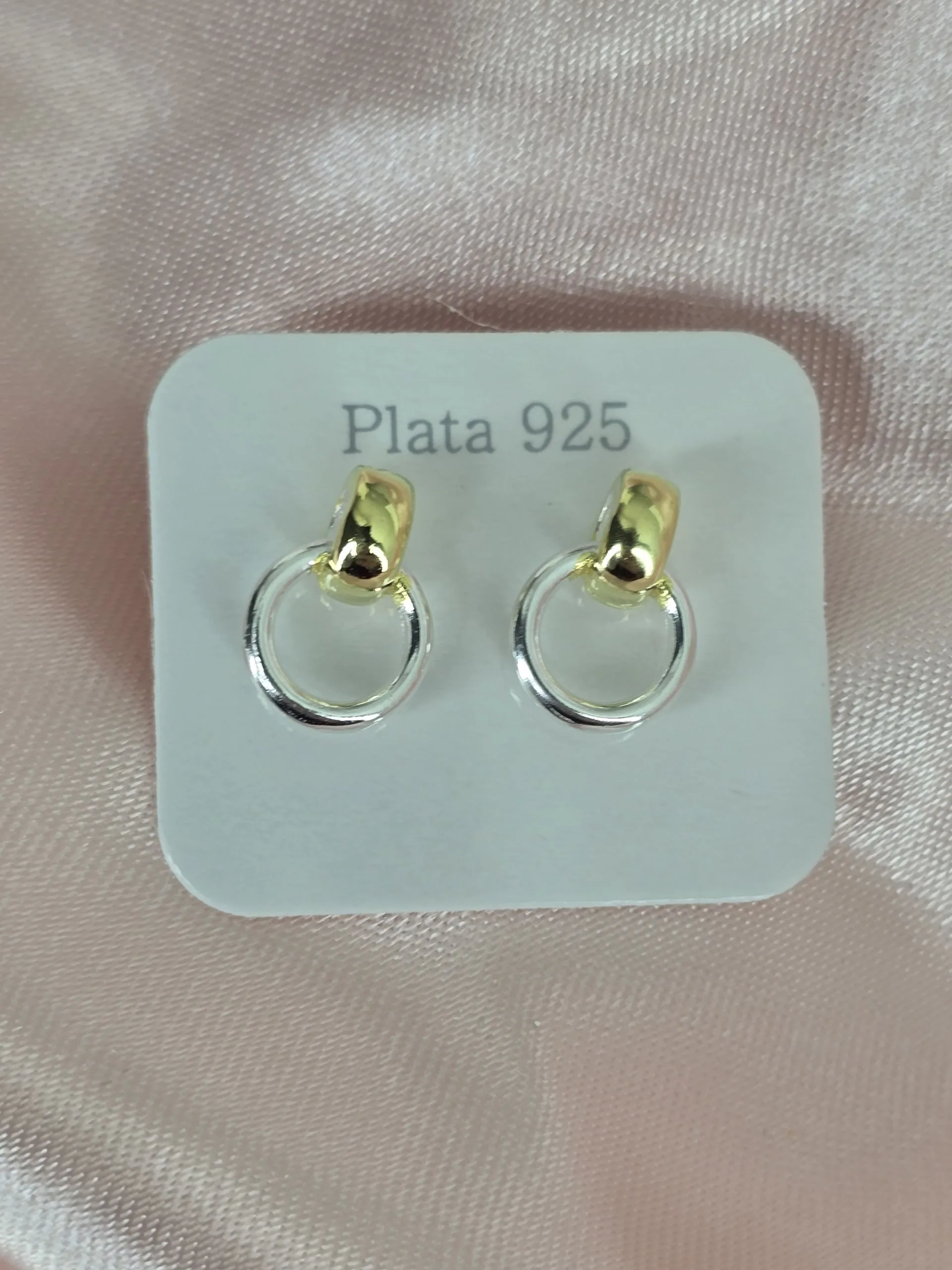 Aros combinados plata y gold pasantes circular