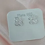 Aros pasantes de flores Plata 925