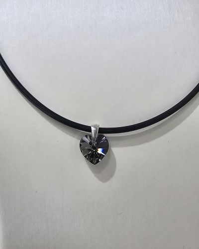 caucho con terminaciones plata cristal swarovki gris humo 10mm