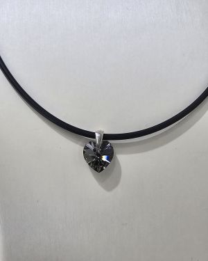 caucho con terminaciones plata cristal swarovki gris humo 10mm