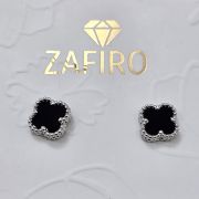 Aros pasantes van cleef de plata rodinada negros