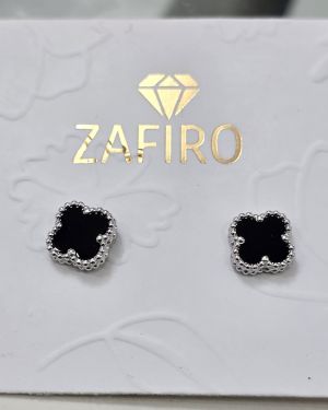 Aros pasantes van cleef de plata rodinada negros