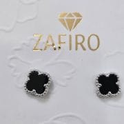 Aros pasantes van cleef de plata rodinada negros