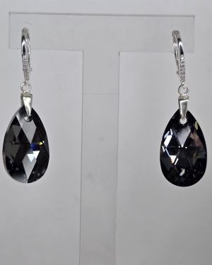 Aros gota 16 mm gris humo cristal