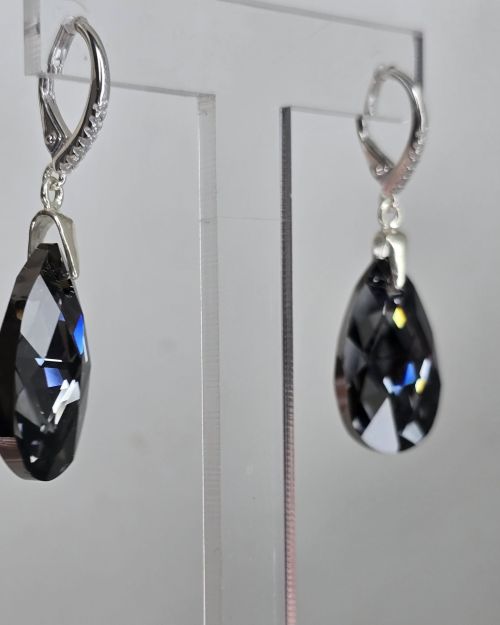 Aros gota 16 mm gris humo cristal