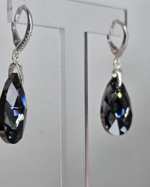 Aros gota 16 mm gris humo cristal