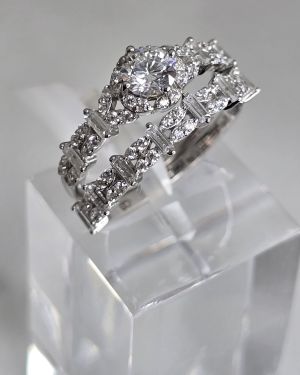 Anillo doble, estilo cintillo sinfín. Dos piezas en una de Plata rodinada