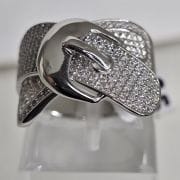Anillo cinto plata rodinada y pave
