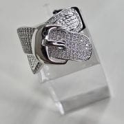 Anillo cinto plata rodinada y pave