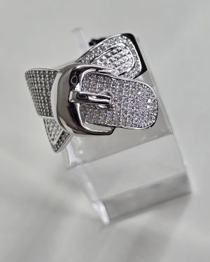 Anillo cinto plata rodinada y pave